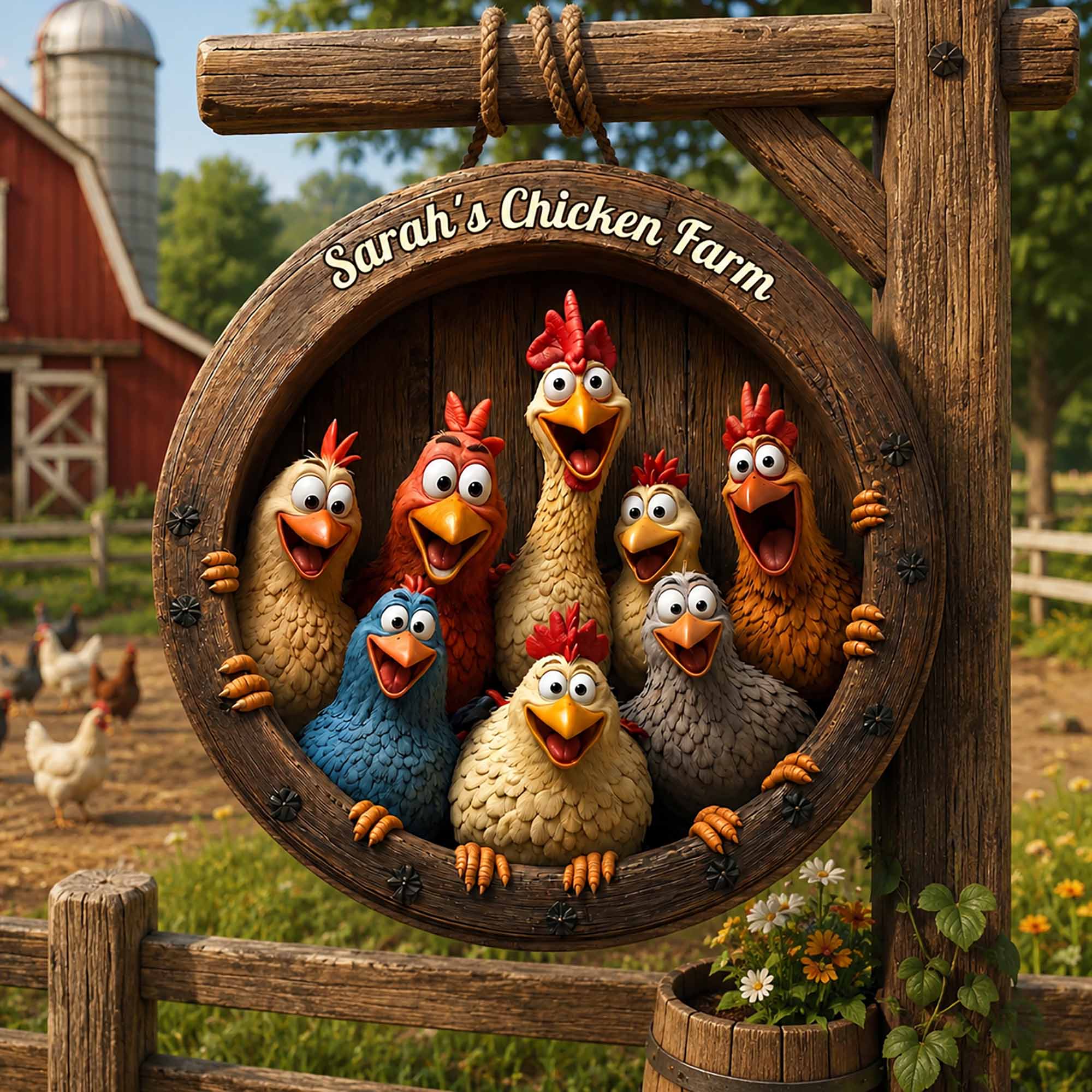 Personalized Custom Shaped Wood Sign for Chicken Lovers Gift