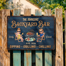 Load image into Gallery viewer, Personalized Metal Sign for Couples Backyard Grill Custom Name
