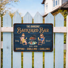 Load image into Gallery viewer, Personalized Metal Sign for Couples Backyard Grill Custom Name
