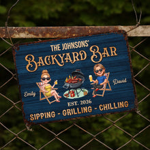 Load image into Gallery viewer, Personalized Metal Sign for Couples Backyard Grill Custom Name
