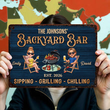 Load image into Gallery viewer, Personalized Metal Sign for Couples Backyard Grill Custom Name
