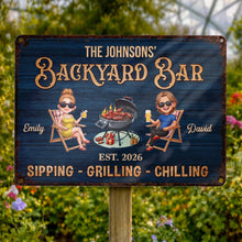 Load image into Gallery viewer, Personalized Metal Sign for Couples Backyard Grill Custom Name
