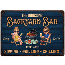 Load image into Gallery viewer, Personalized Metal Sign for Couples Backyard Grill Custom Name
