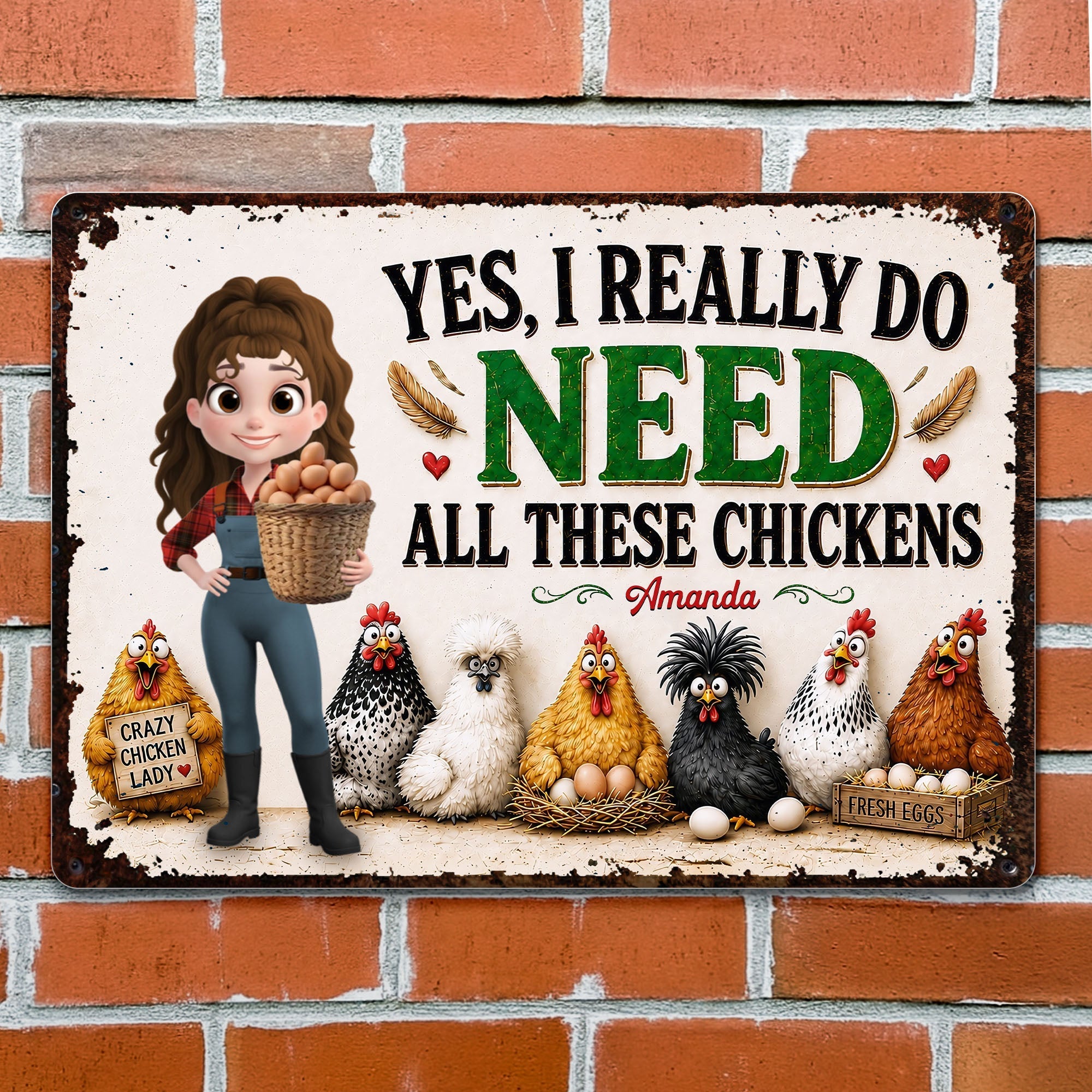 Personalized Funny Metal Sign Custom Farm Gift for Chicken Lovers