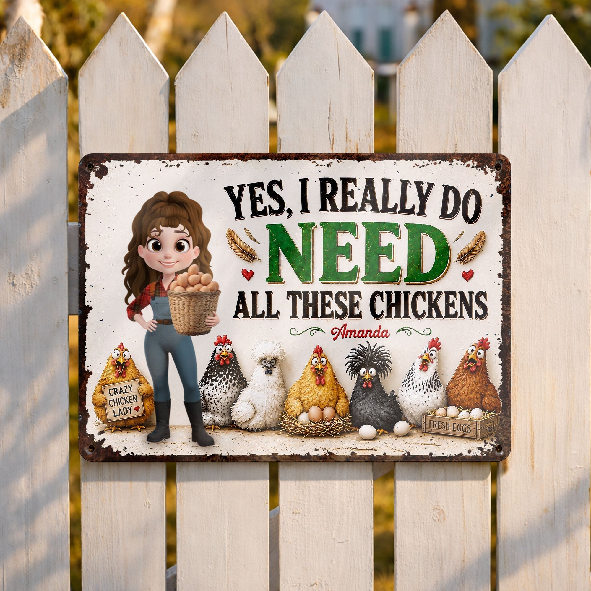 Personalized Funny Metal Sign Custom Farm Gift for Chicken Lovers