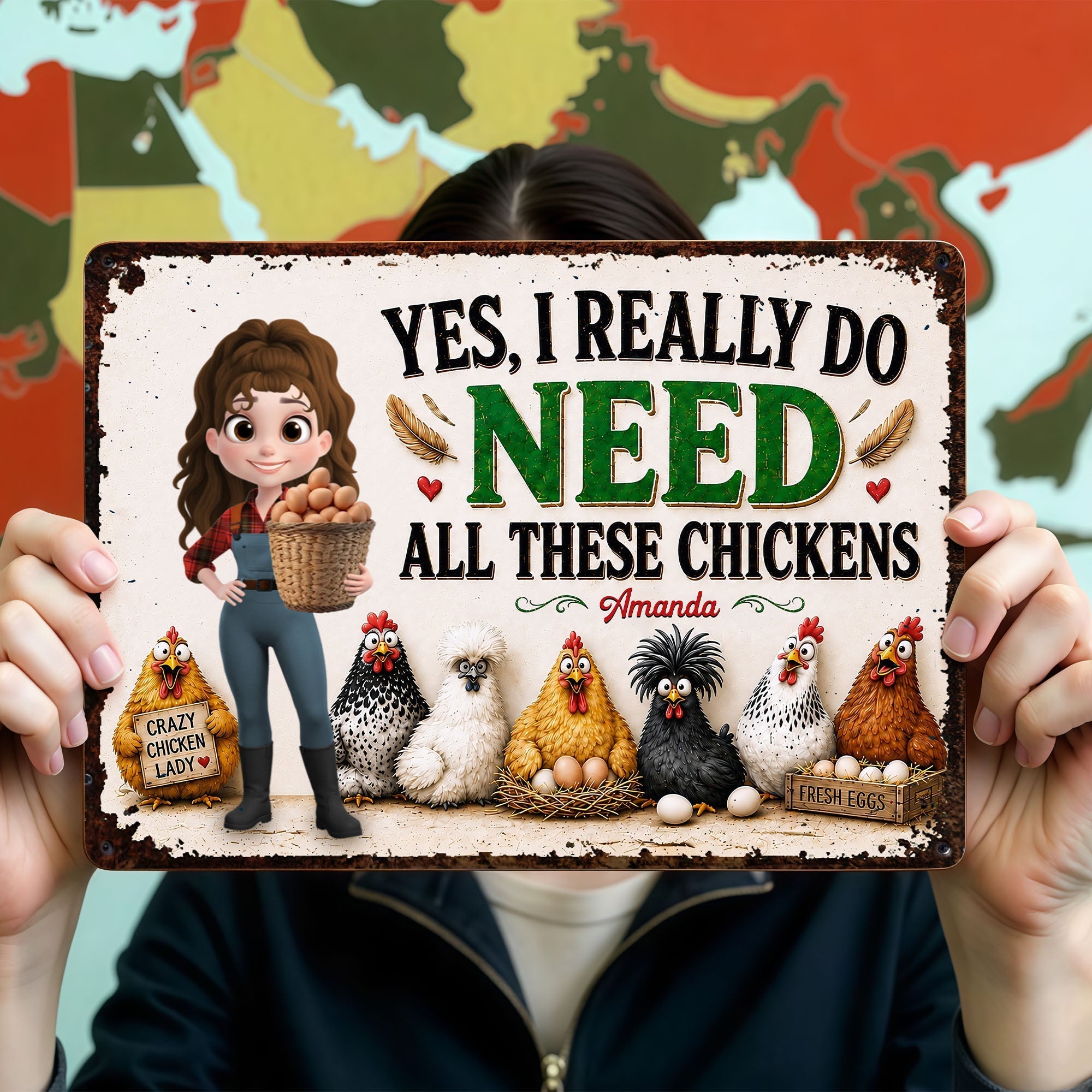 Personalized Funny Metal Sign Custom Farm Gift for Chicken Lovers