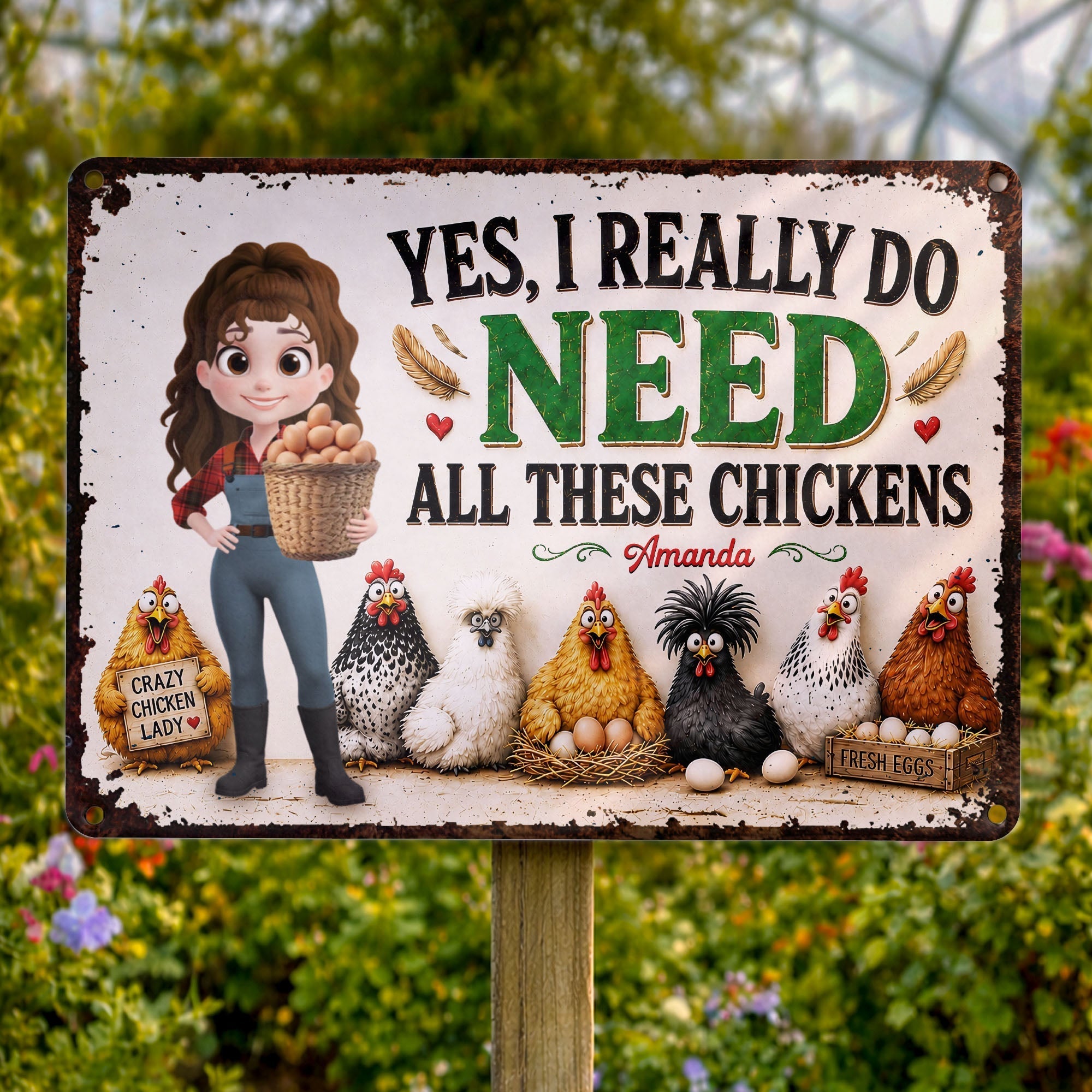 Personalized Funny Metal Sign Custom Farm Gift for Chicken Lovers