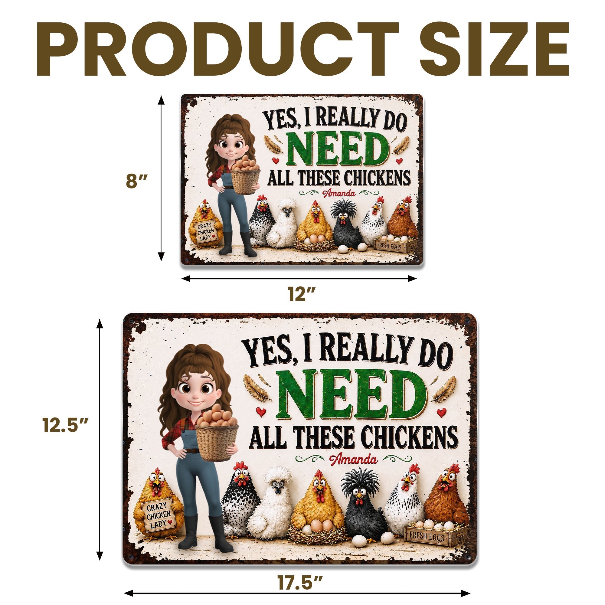 Personalized Funny Metal Sign Custom Farm Gift for Chicken Lovers
