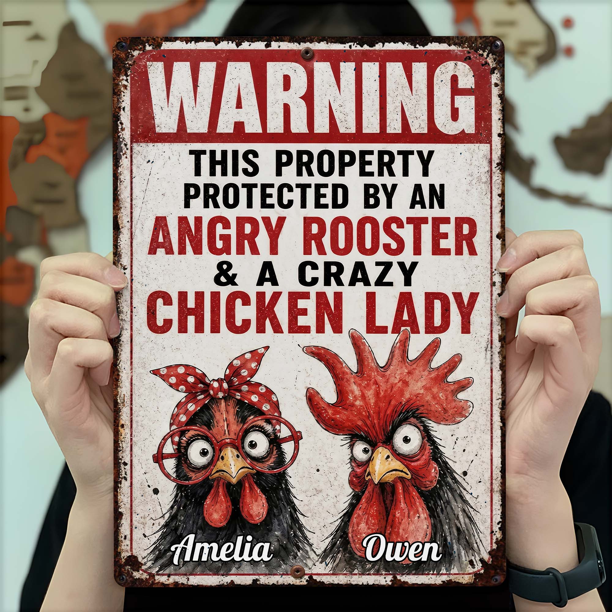 Personalized Metal Farm Sign Unique Gift for Chicken Lovers