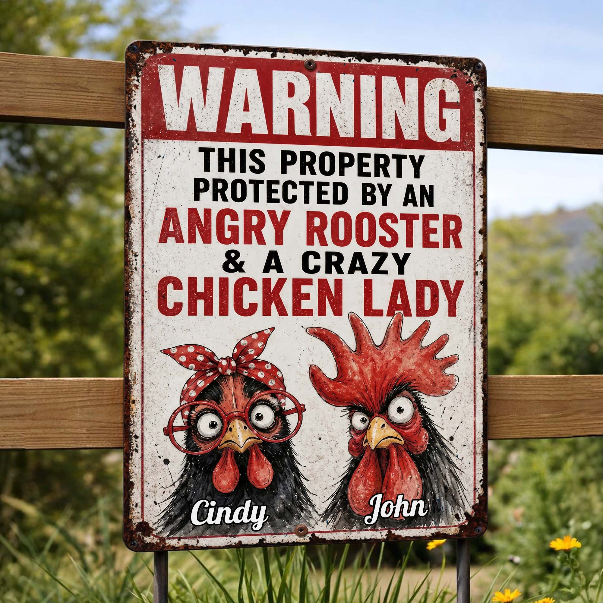 Personalized Metal Farm Sign Unique Gift for Chicken Lovers