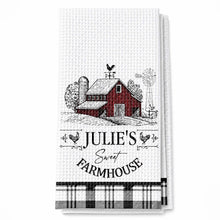 Load image into Gallery viewer, Personalized Farmhouse Kitchen Towel Custom Name Rooster Gift
