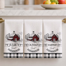 Load image into Gallery viewer, Personalized Farmhouse Kitchen Towel Custom Name Rooster Gift
