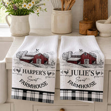 Load image into Gallery viewer, Personalized Farmhouse Kitchen Towel Custom Name Rooster Gift
