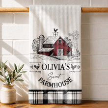 Load image into Gallery viewer, Personalized Farmhouse Kitchen Towel Custom Name Rooster Gift
