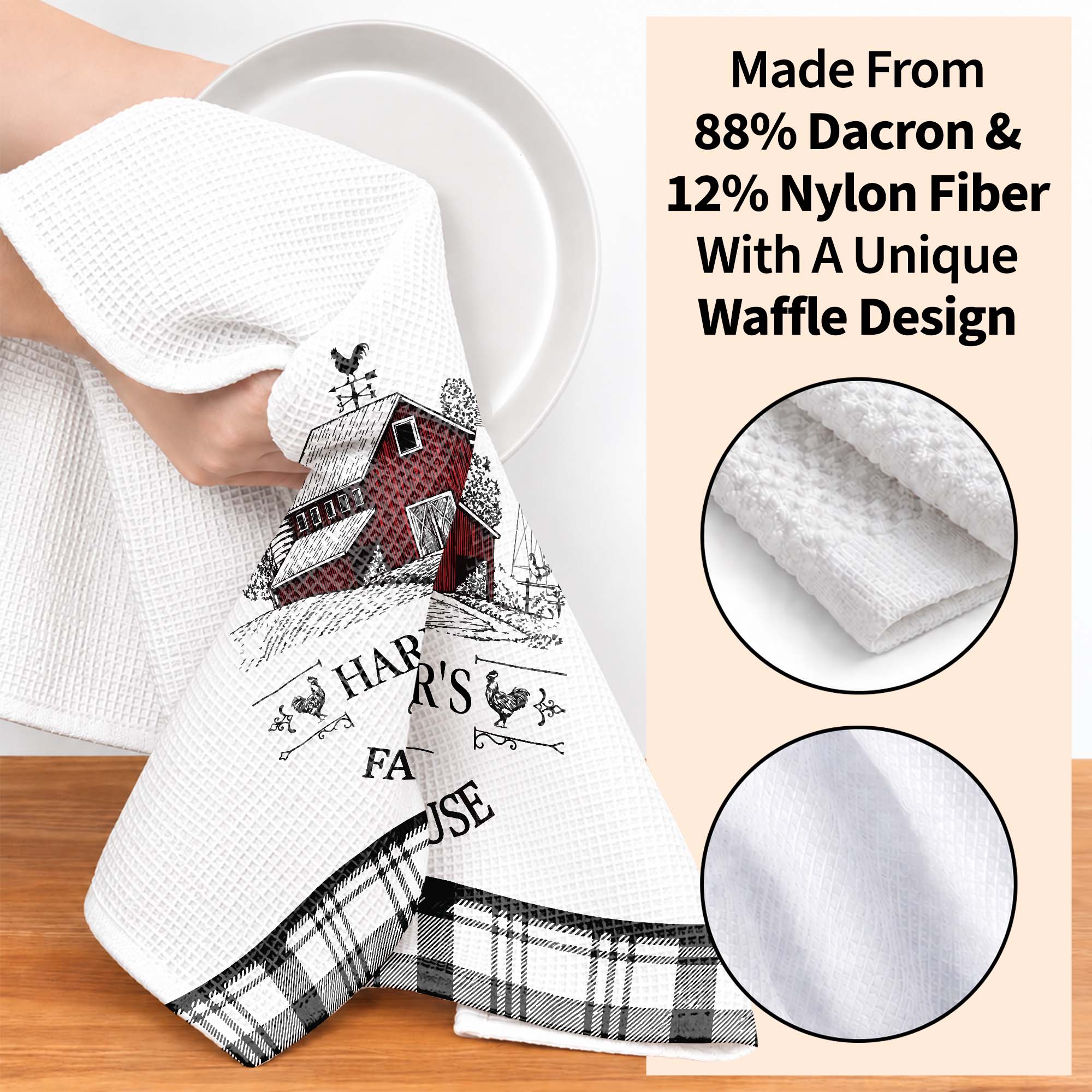 Personalized Farmhouse Kitchen Towel Custom Name Rooster Gift