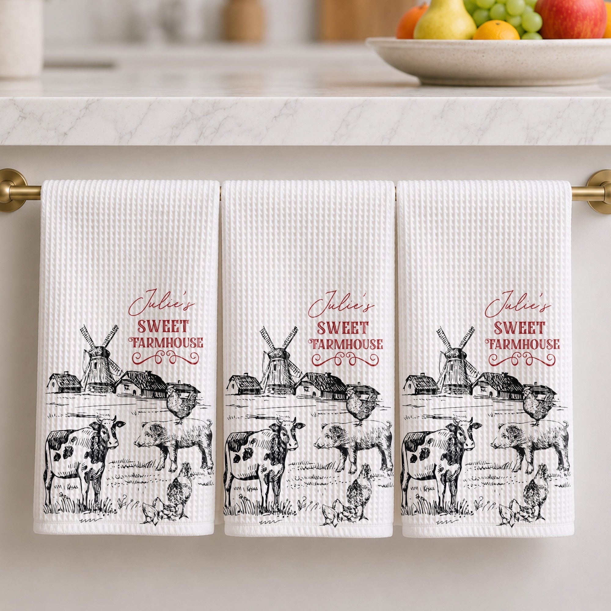 Personalized Farmhouse Kitchen Towel Custom Name Gift for Farm Lover