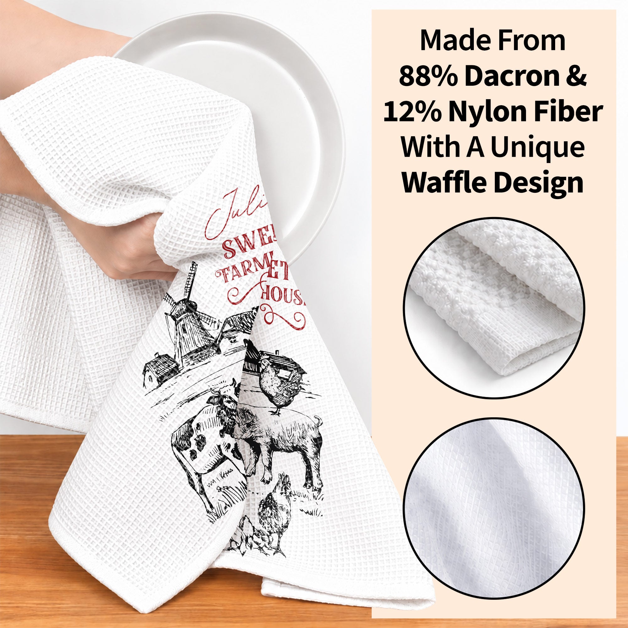 Personalized Farmhouse Kitchen Towel Custom Name Gift for Farm Lover