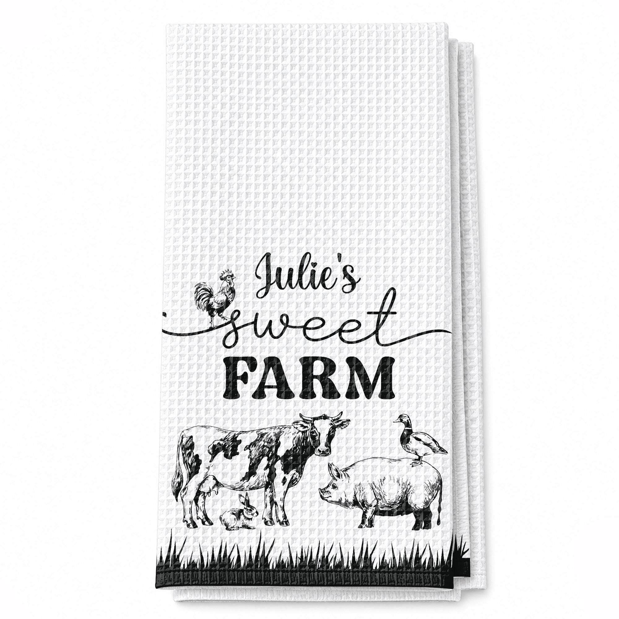 Personalized Farm Kitchen Towel Custom Name Gift for Mom