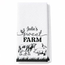 Load image into Gallery viewer, Personalized Farm Kitchen Towel Custom Name Gift for Mom
