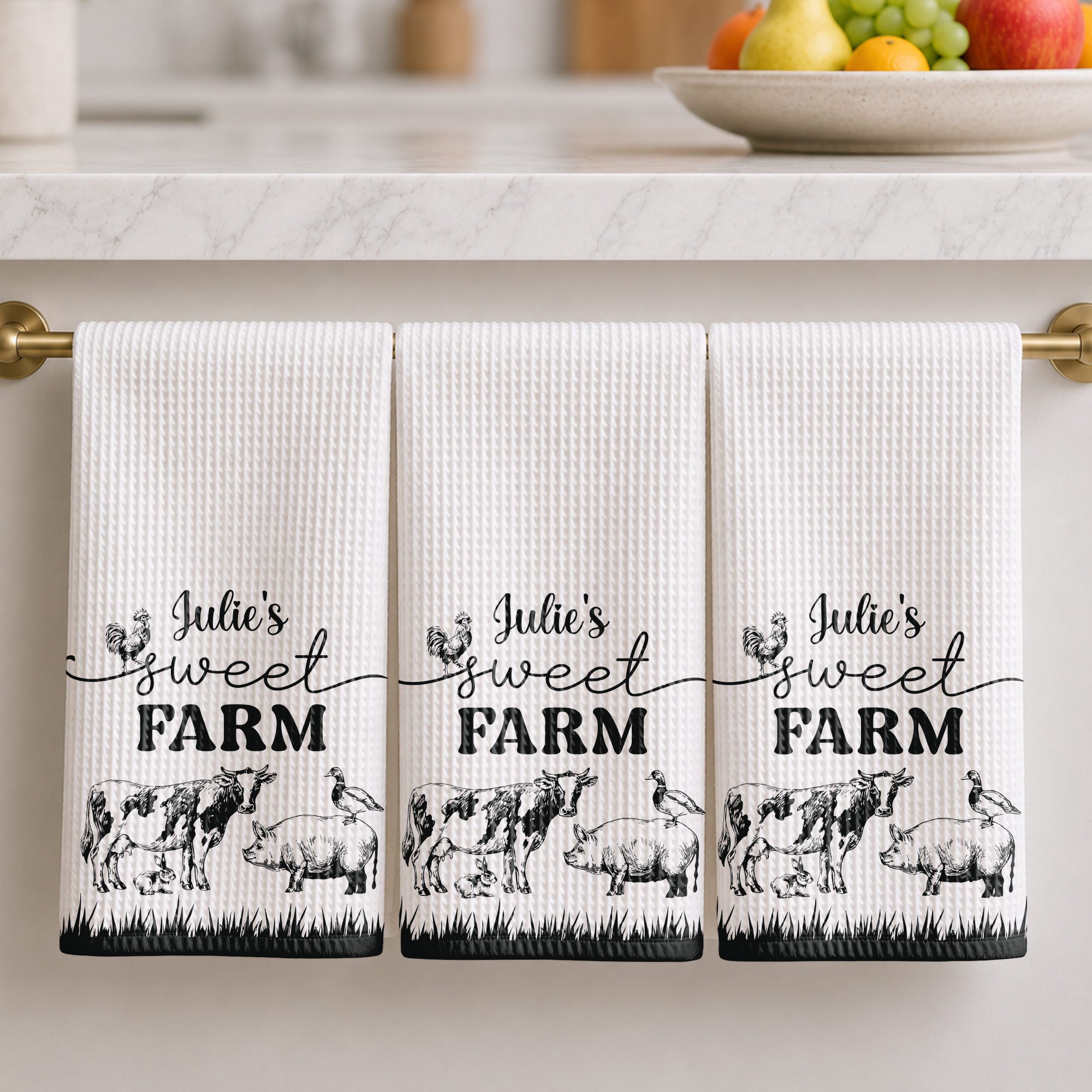 Personalized Farm Kitchen Towel Custom Name Gift for Mom