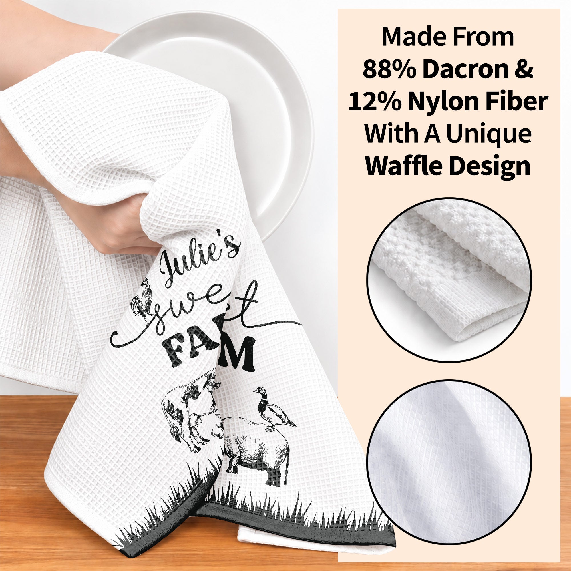 Personalized Farm Kitchen Towel Custom Name Gift for Mom