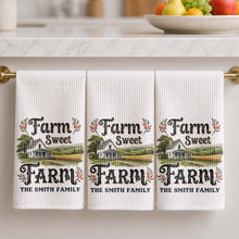 Load image into Gallery viewer, Personalized Kitchen Towel Farm Sweet Farm Family Decor Gift
