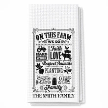 Load image into Gallery viewer, Personalized Farmhouse Kitchen Towel Custom Family Name Gift
