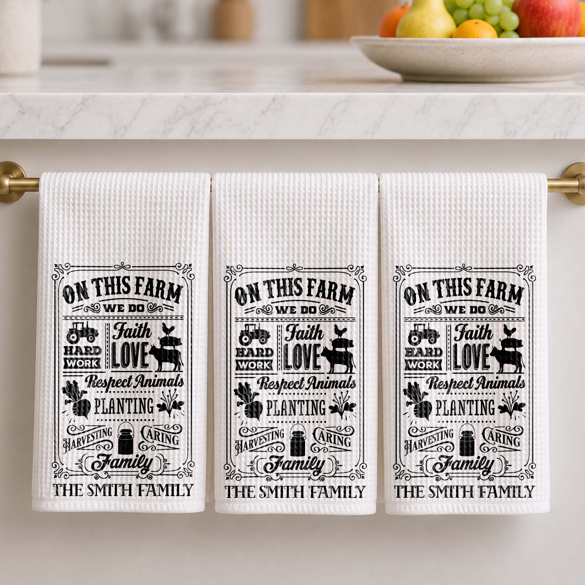 Personalized Farmhouse Kitchen Towel Custom Family Name Gift