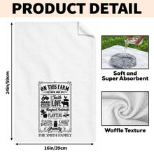 Load image into Gallery viewer, Personalized Farmhouse Kitchen Towel Custom Family Name Gift
