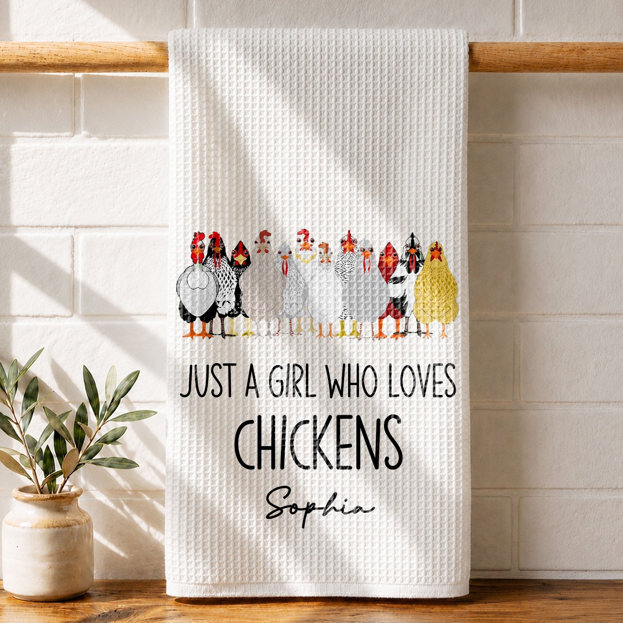 Personalized Kitchen Towel Custom Chickens Gift for Farm Lovers