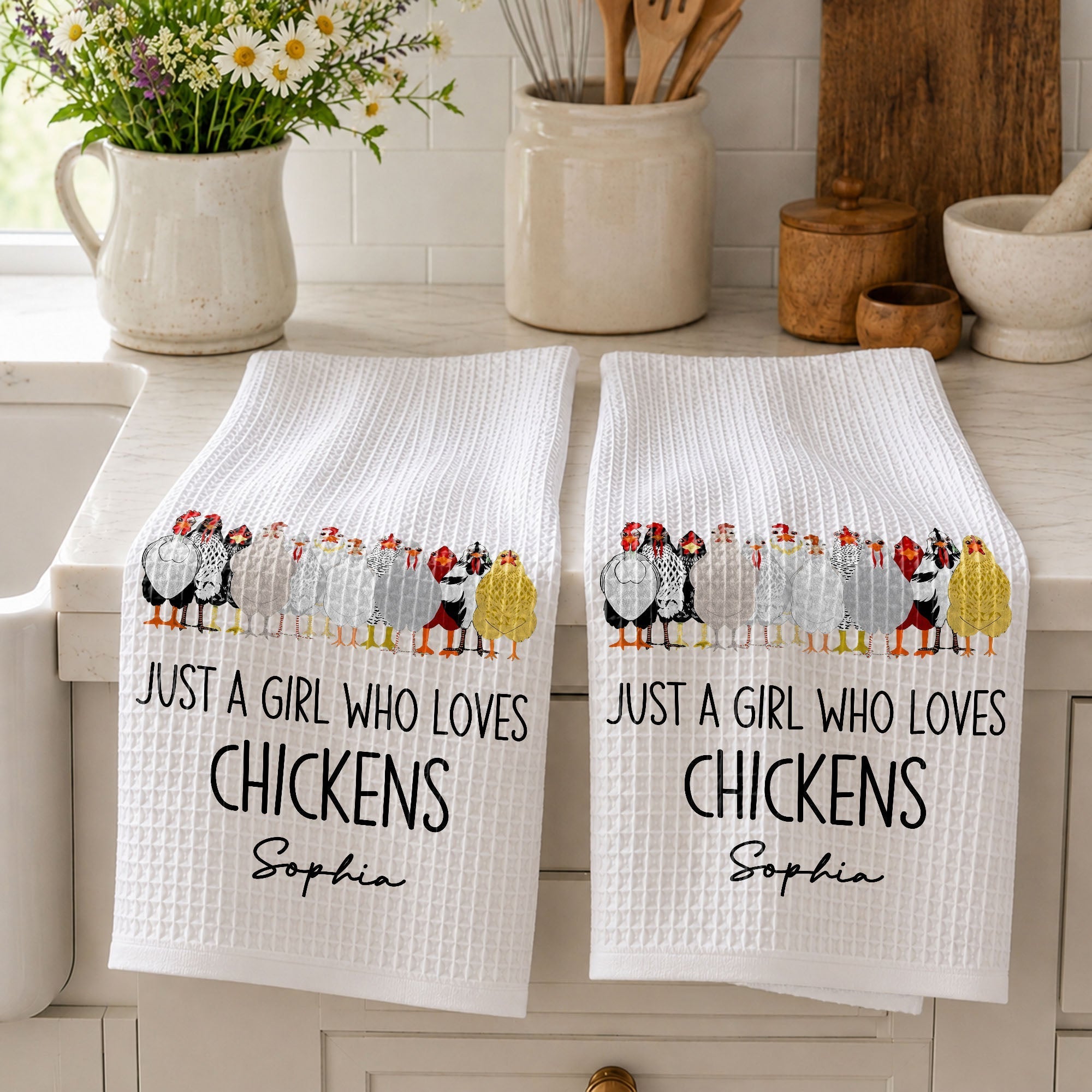 Personalized Kitchen Towel Custom Chickens Gift for Farm Lovers