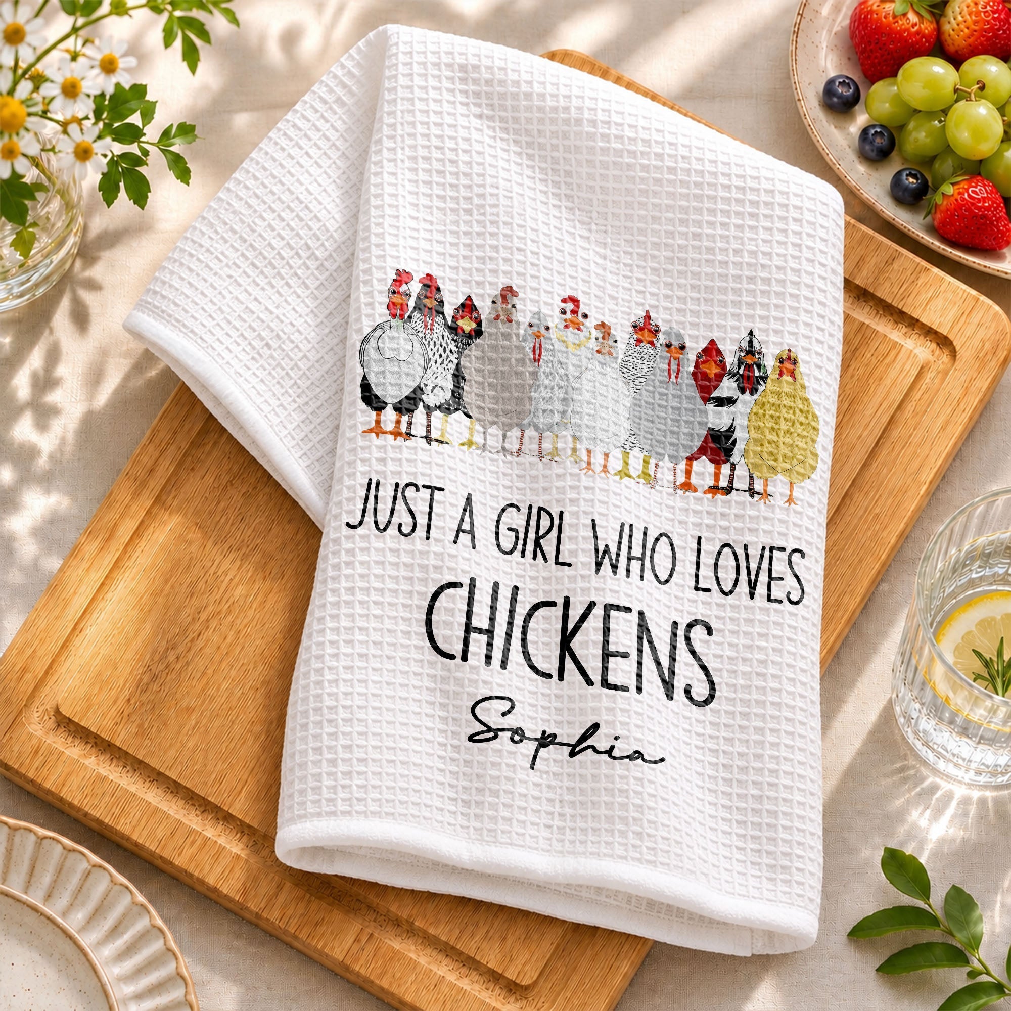 Personalized Kitchen Towel Custom Chickens Gift for Farm Lovers