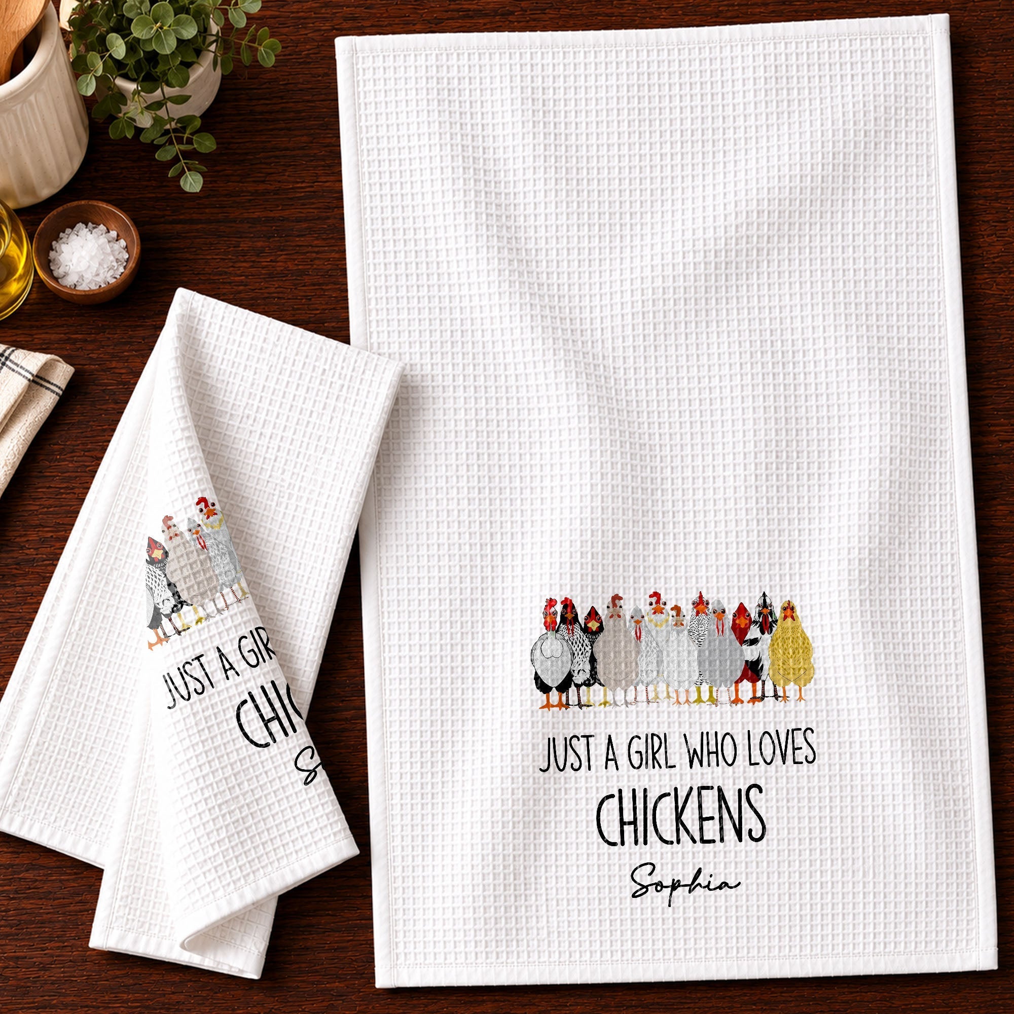 Personalized Kitchen Towel Custom Chickens Gift for Farm Lovers