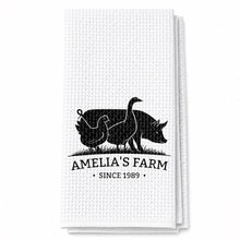 Load image into Gallery viewer, Personalized Farm Animal Kitchen Towel Custom Name Gift for Family
