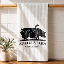 Load image into Gallery viewer, Personalized Farm Animal Kitchen Towel Custom Name Gift for Family
