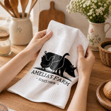 Load image into Gallery viewer, Personalized Farm Animal Kitchen Towel Custom Name Gift for Family
