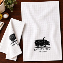 Load image into Gallery viewer, Personalized Farm Animal Kitchen Towel Custom Name Gift for Family
