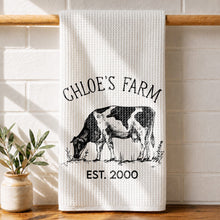 Load image into Gallery viewer, Personalized Farm Fresh Cow Sketch Kitchen Towel Gift for Mom
