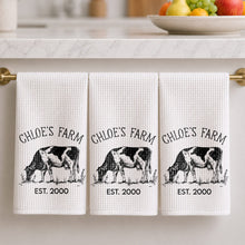 Load image into Gallery viewer, Personalized Farm Fresh Cow Sketch Kitchen Towel Gift for Mom
