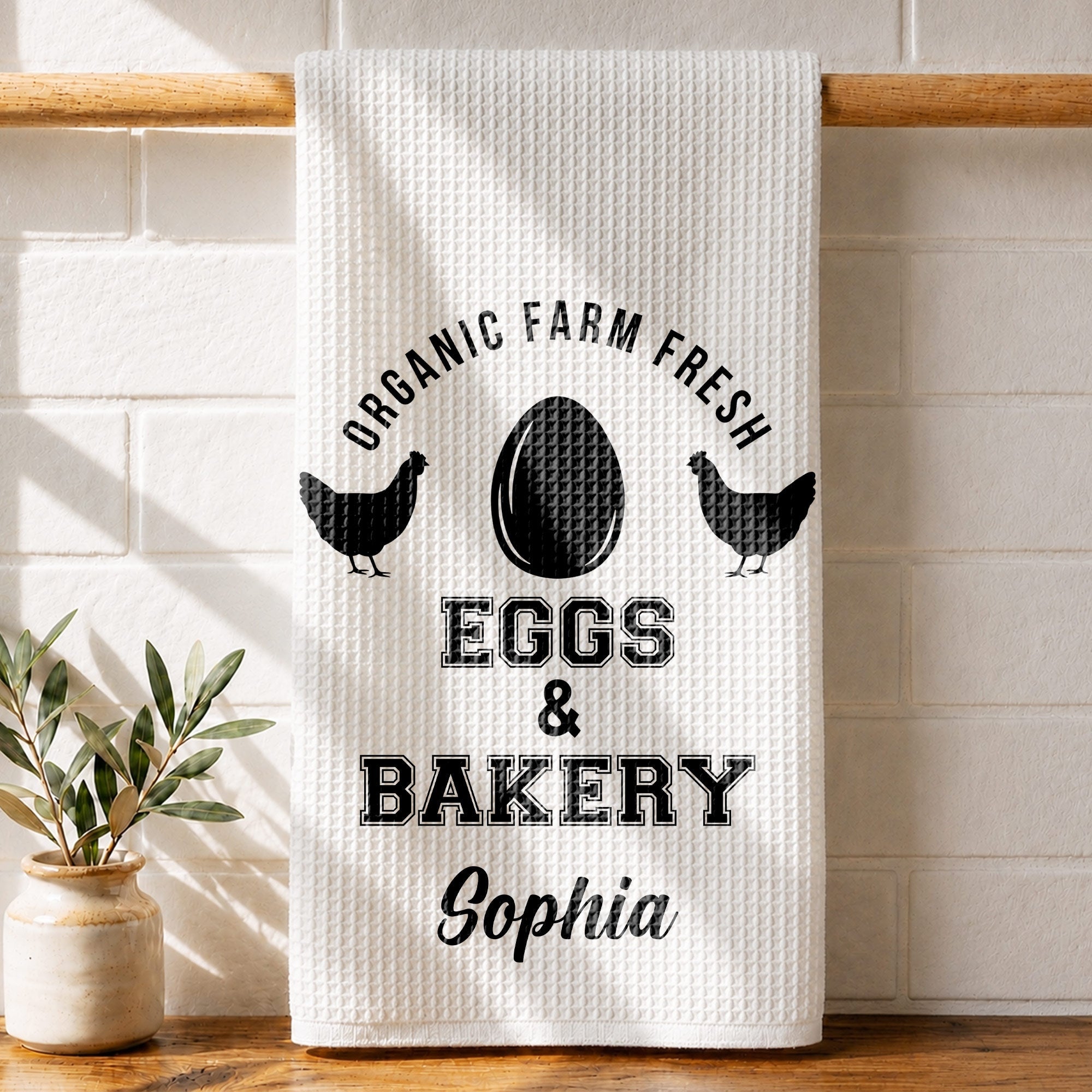 Personalized Kitchen Towel Custom Name Farm Fresh Eggs Gift