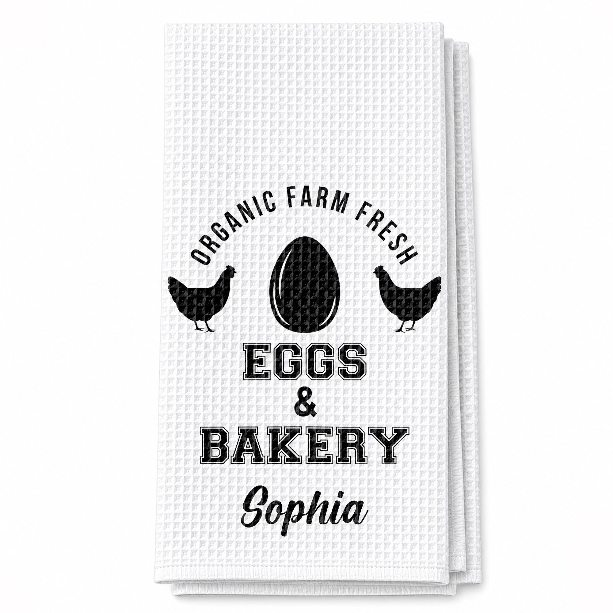 Personalized Kitchen Towel Custom Name Farm Fresh Eggs Gift