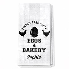 Load image into Gallery viewer, Personalized Kitchen Towel Custom Name Farm Fresh Eggs Gift
