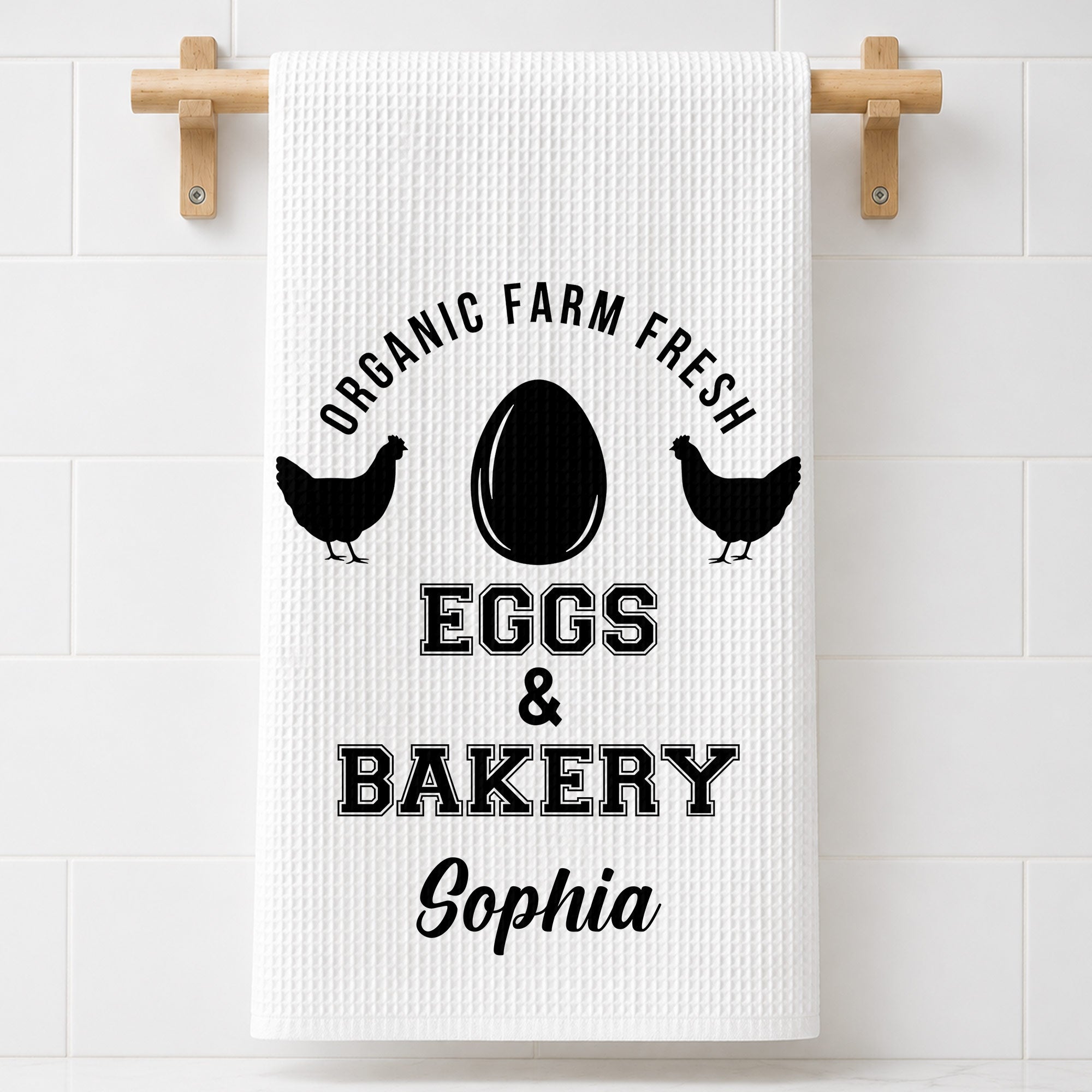 Personalized Kitchen Towel Custom Name Farm Fresh Eggs Gift