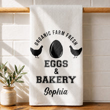 Load image into Gallery viewer, Personalized Kitchen Towel Custom Name Farm Fresh Eggs Gift
