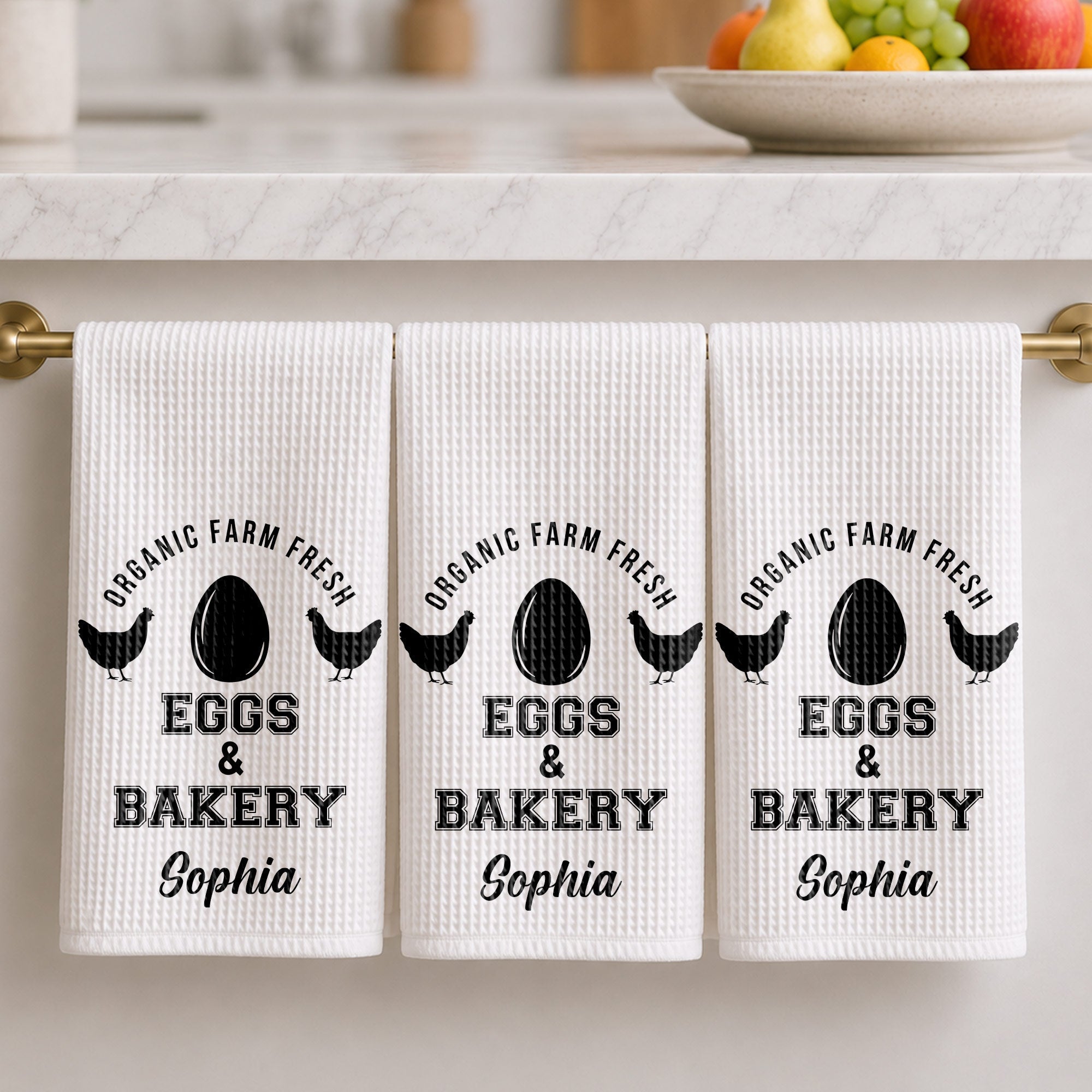 Personalized Kitchen Towel Custom Name Farm Fresh Eggs Gift
