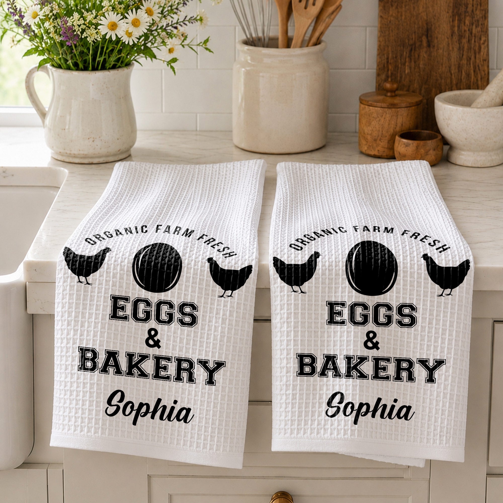 Personalized Kitchen Towel Custom Name Farm Fresh Eggs Gift