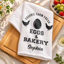 Load image into Gallery viewer, Personalized Kitchen Towel Custom Name Farm Fresh Eggs Gift
