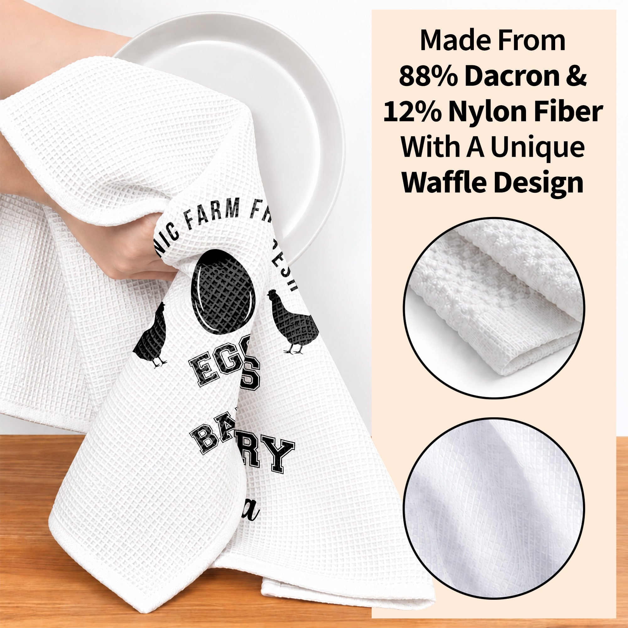 Personalized Kitchen Towel Custom Name Farm Fresh Eggs Gift