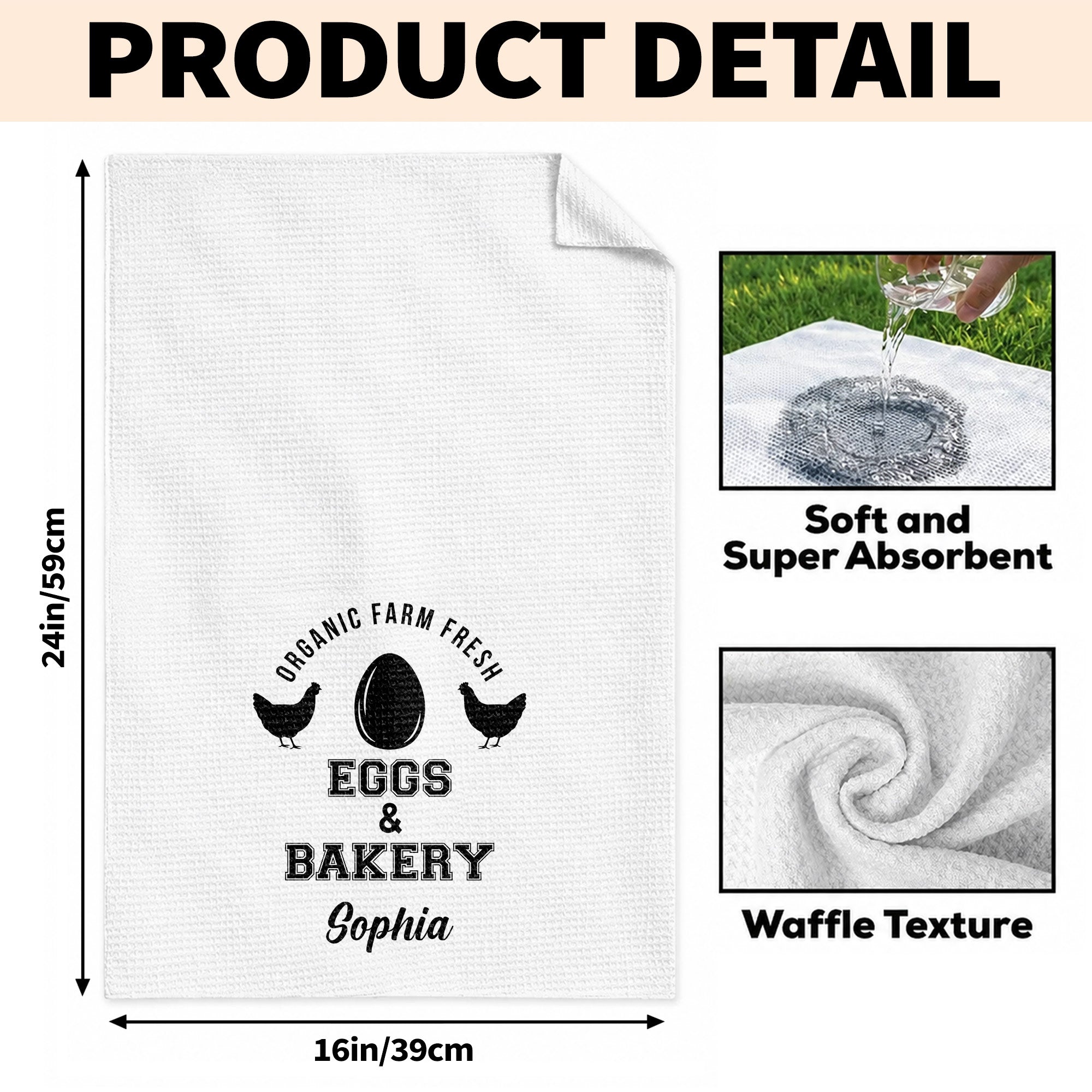Personalized Kitchen Towel Custom Name Farm Fresh Eggs Gift