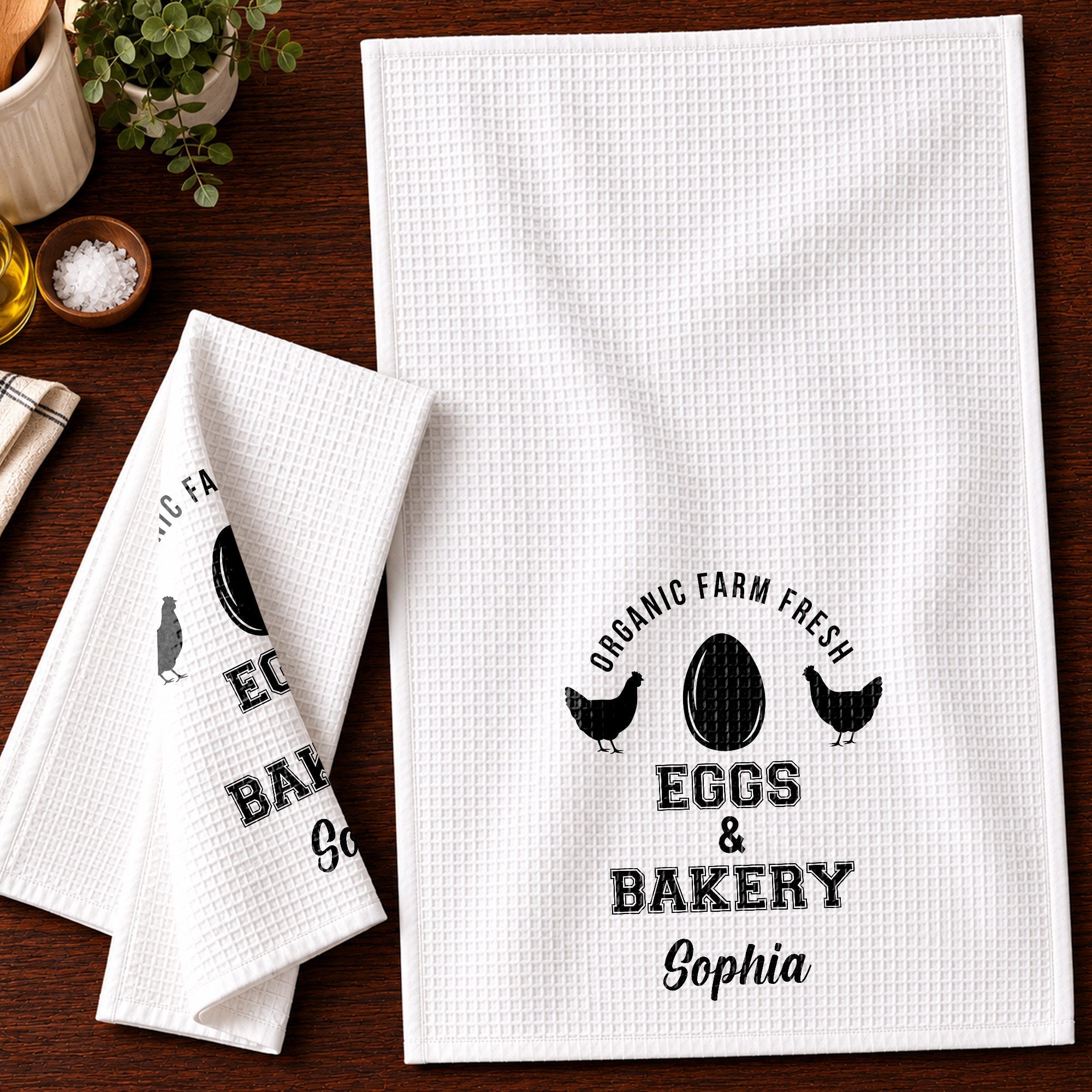 Personalized Kitchen Towel Custom Name Farm Fresh Eggs Gift